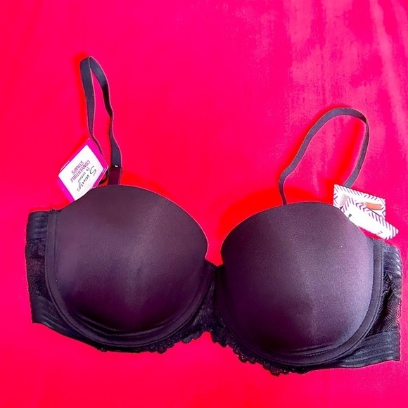 BRA 36C Black MAIDENFORM se1102 push-up, underwire, convertible strapless 3438 L - Picture 1 of 11